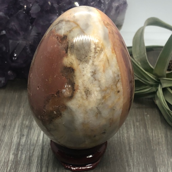 Polychrome jasper crystal egg meditation w/ stand - Picture 3 of 6